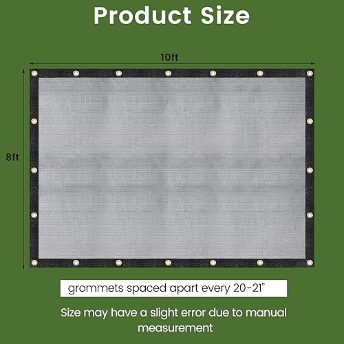 Miniatura 9 de Windscreensupplyco Lona de malla de 60 a 70 % de 6.5 pies x 10 pies, 9 agujas de punto, color negro resistente con ojales para casa verde, jardín,