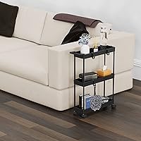 Vista 6 de Simple Houseware 3-Tier Slim/Narrow Storage Cart with Handle, 5.5'' Wide x 26.5'' Height Rolling Organizer for Kitchen, Bathroom, Laundry Room