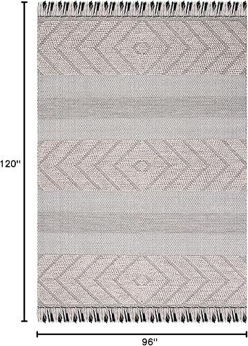 Miniatura 2 de SAFAVIEH Vermont Collection - Alfombra de área de 8 x 10 pies, color beige y marfil, hecha a mano de lana con flecos, ideal para zonas de alto