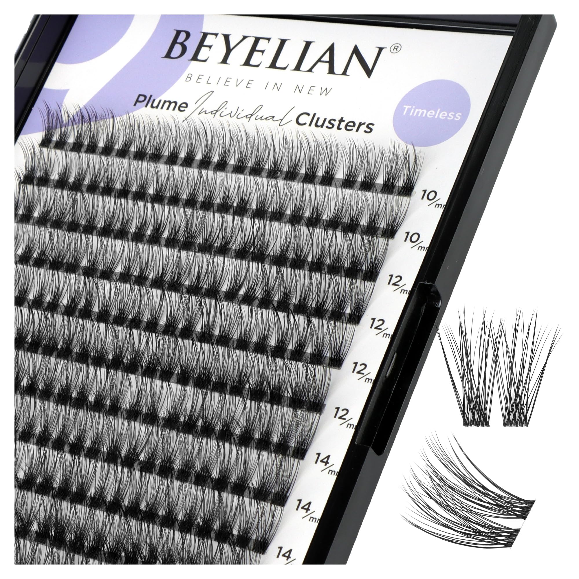 Lash Clusters - BEYELIAN Cluster Lashes 132Pcs Individual Lashes Mega Volume Superfine Brand and Soft DIY Eyelash Extension Natural Look Reusable Wispy Eyelash Clusters (Style2 0.07 Mix Clear Band)