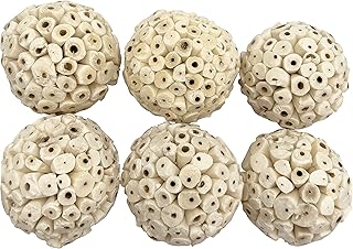 5102 Big Sola Bird Balls Pk6 - Handmade Air Dried Sola Balls, Lightweight Pithy Bird Safe Wood, Great Fun for Beaks and Feet, Ideal for Medium to Large Size Pet Birds Species