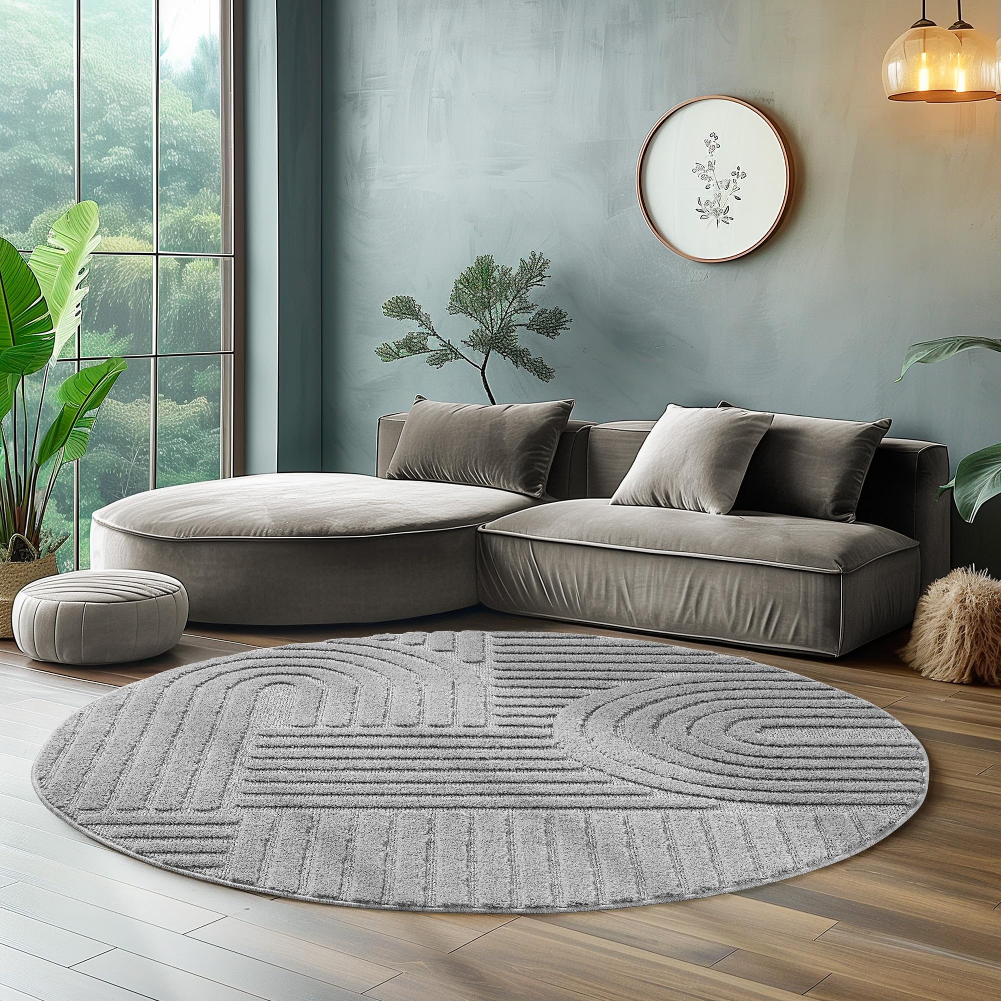 SIMPEX Teppich Hochflor Wohnzimmer Teppich, Weich & Flauschig, Skandinavisch Boho Stil, Langflor Shaggy, Pflegeleicht, Jute Rückseite