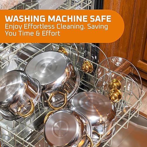 Miniatura 5 de Bruntmor Juego de utensilios de cocina de acero inoxidable, olla con marcas de medición, juego de utensilios de cocina definitivos, esenciales de