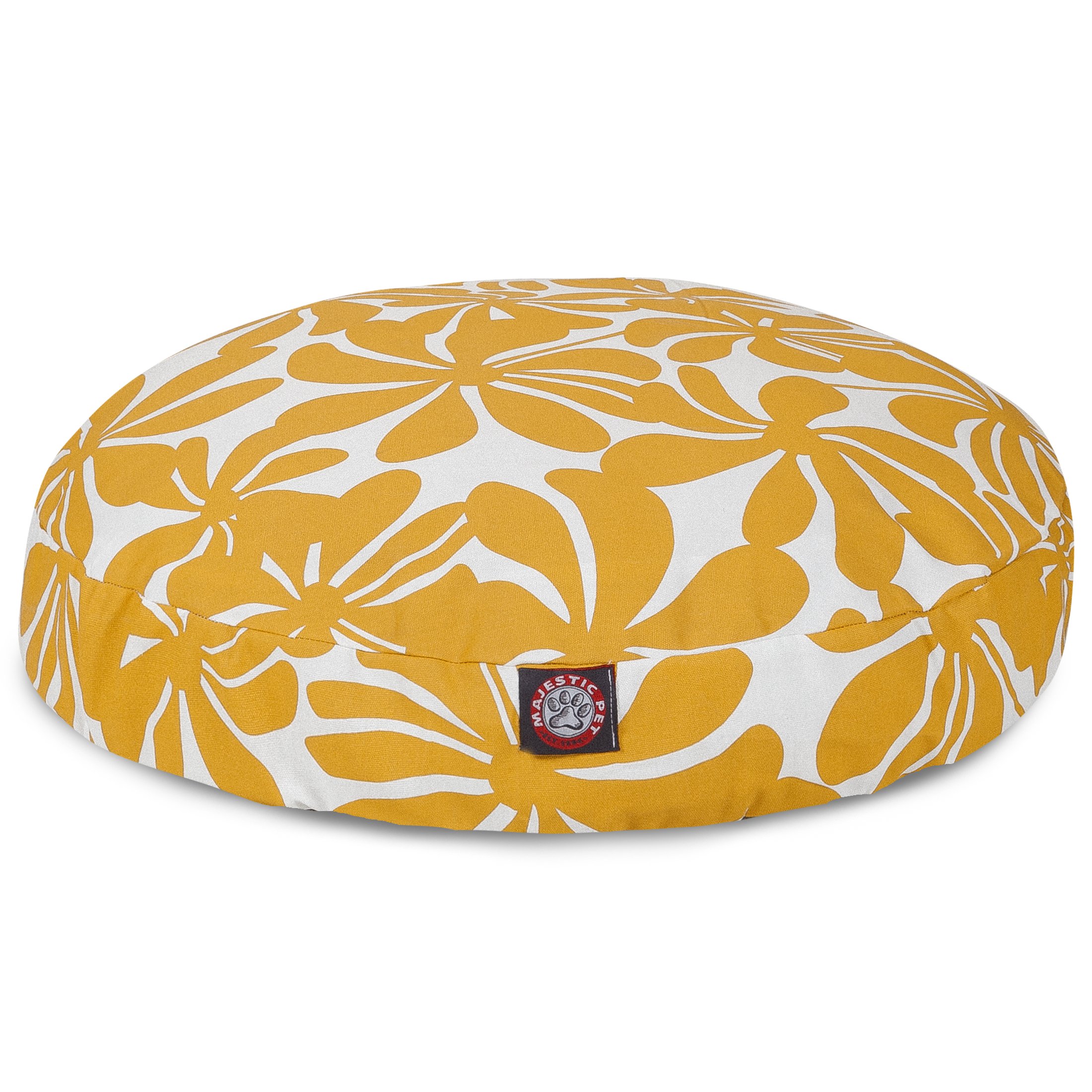 Yellow Plantation Medium Round Indoor Outdoor Pet Dog Bed With Removable Washable Cover By Majestic Pet Products