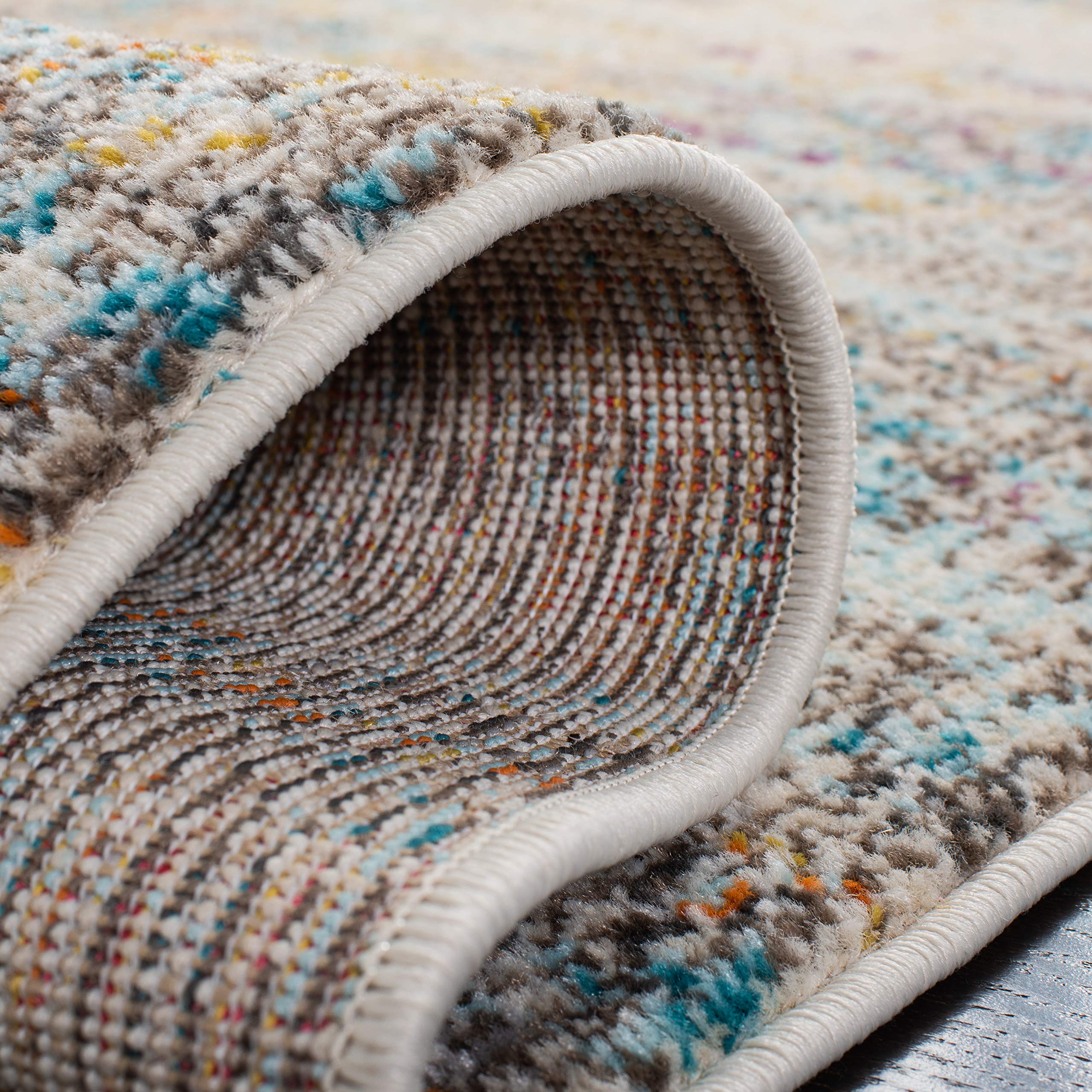 SAFAVIEH Tapis Boho pour Salon, Salle à Manger, Chambre à Coucher - Madison Collection, Tapis à Poil Court, Gris et Or, 122 X 183 cm