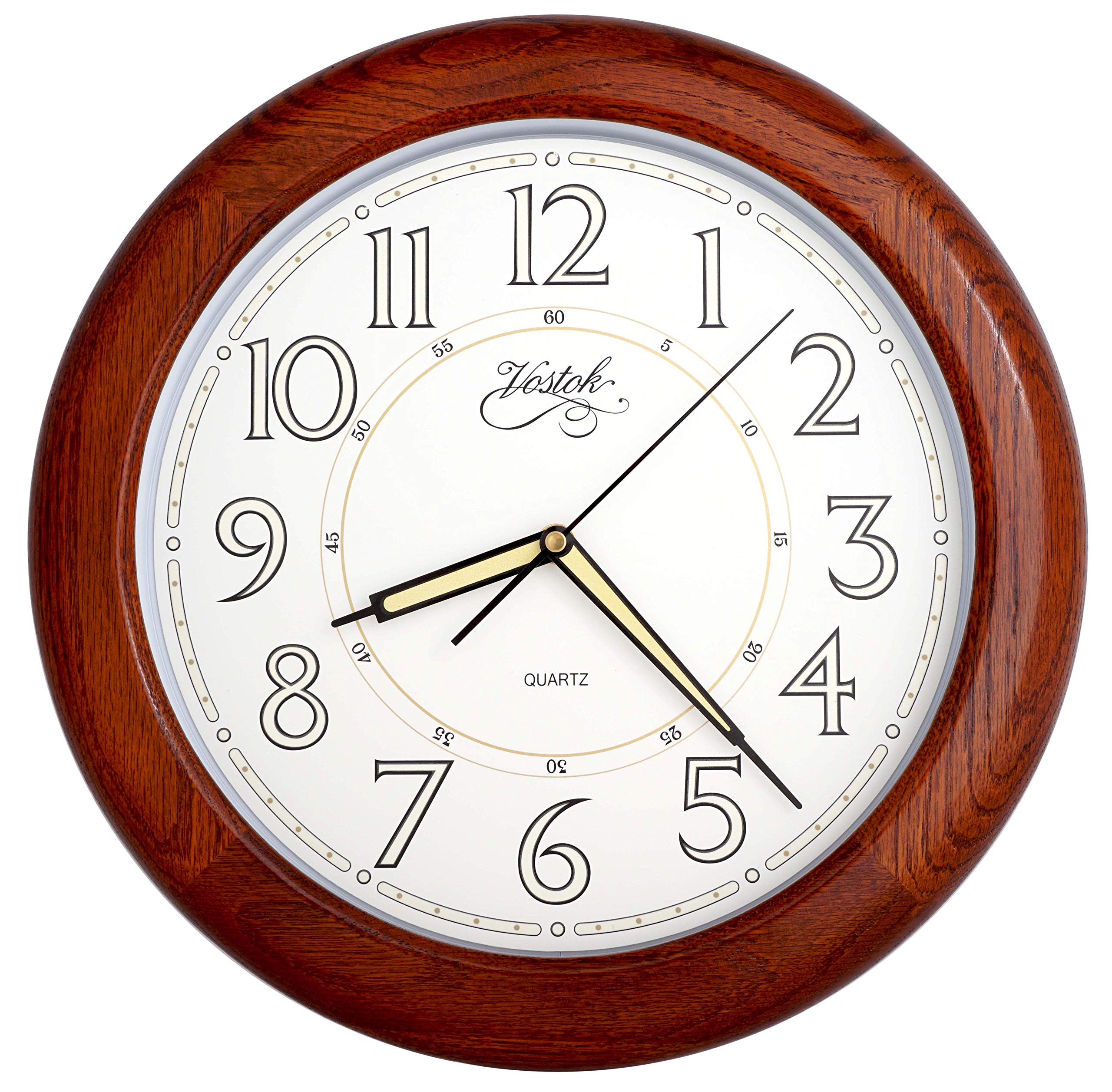 Amazoncom Justime 14 Inches Oak Solid Wood Luminous Wall Clocks