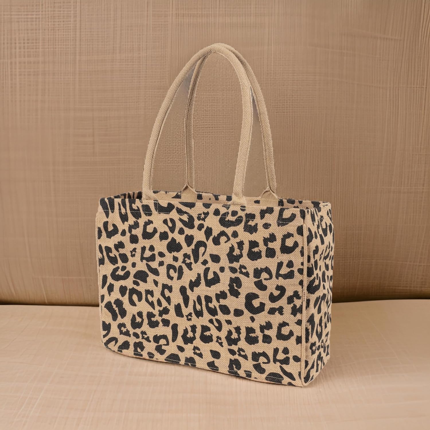 KAF Home Jute Market Tote Bag with Handles (Leopard) - Image 3
