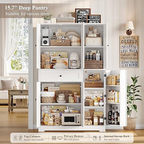 Miniatura 6 de HOSTACK Gabinete Alto de Almacenamiento de Despensa de Cocina de 68", Alacena de Cocina Moderna con Puertas y Estantes, Despensa de Alimentos