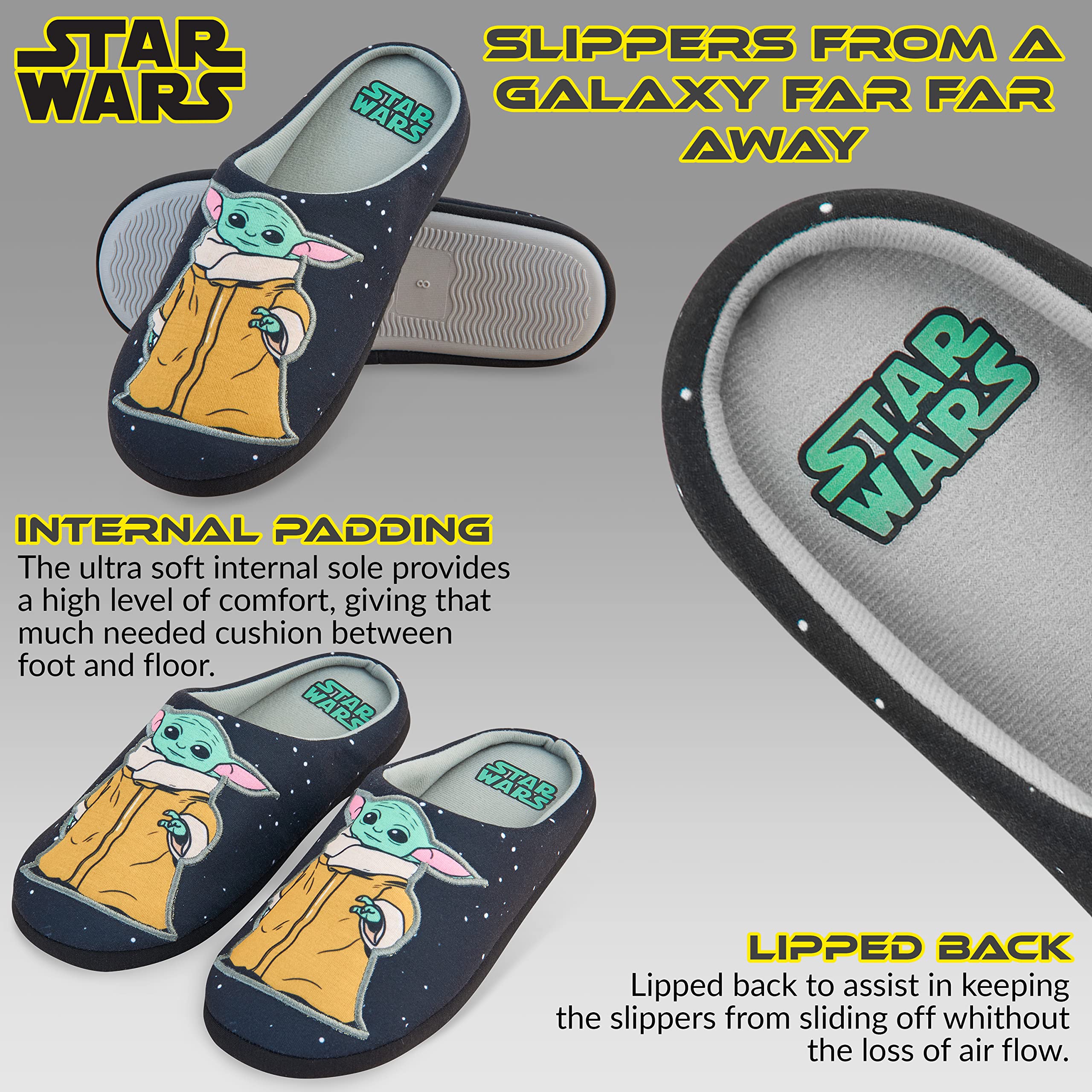 Disney Zapatillas Hombre Casa - Grumpy y Baby Yoda Pantuflas Hombre, Suela Antideslizante, Talla 39-47, Regalos Navidad