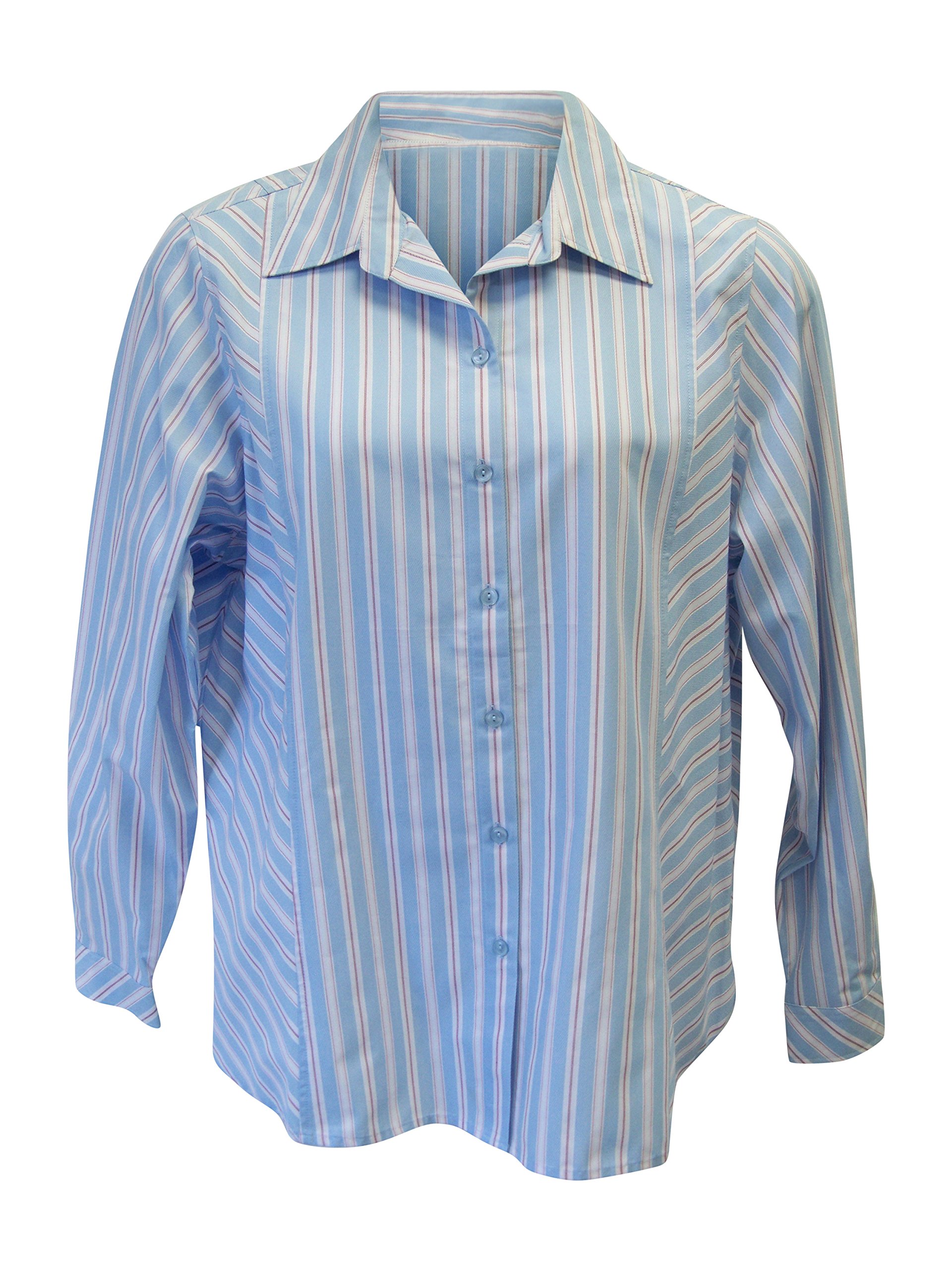 Copper Canyon Women's Long Sleeve Pastel Stripe Blouse Plus Size