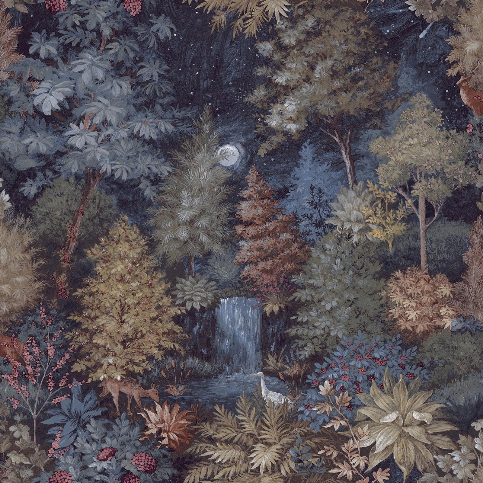 Holden Botany Midnight Woods Mystical Forest Themed Bold Wallpaper Perect for Living Rooms Bedrooms Hallways Cloakrooms Wallpaper Navy Blue (14152)