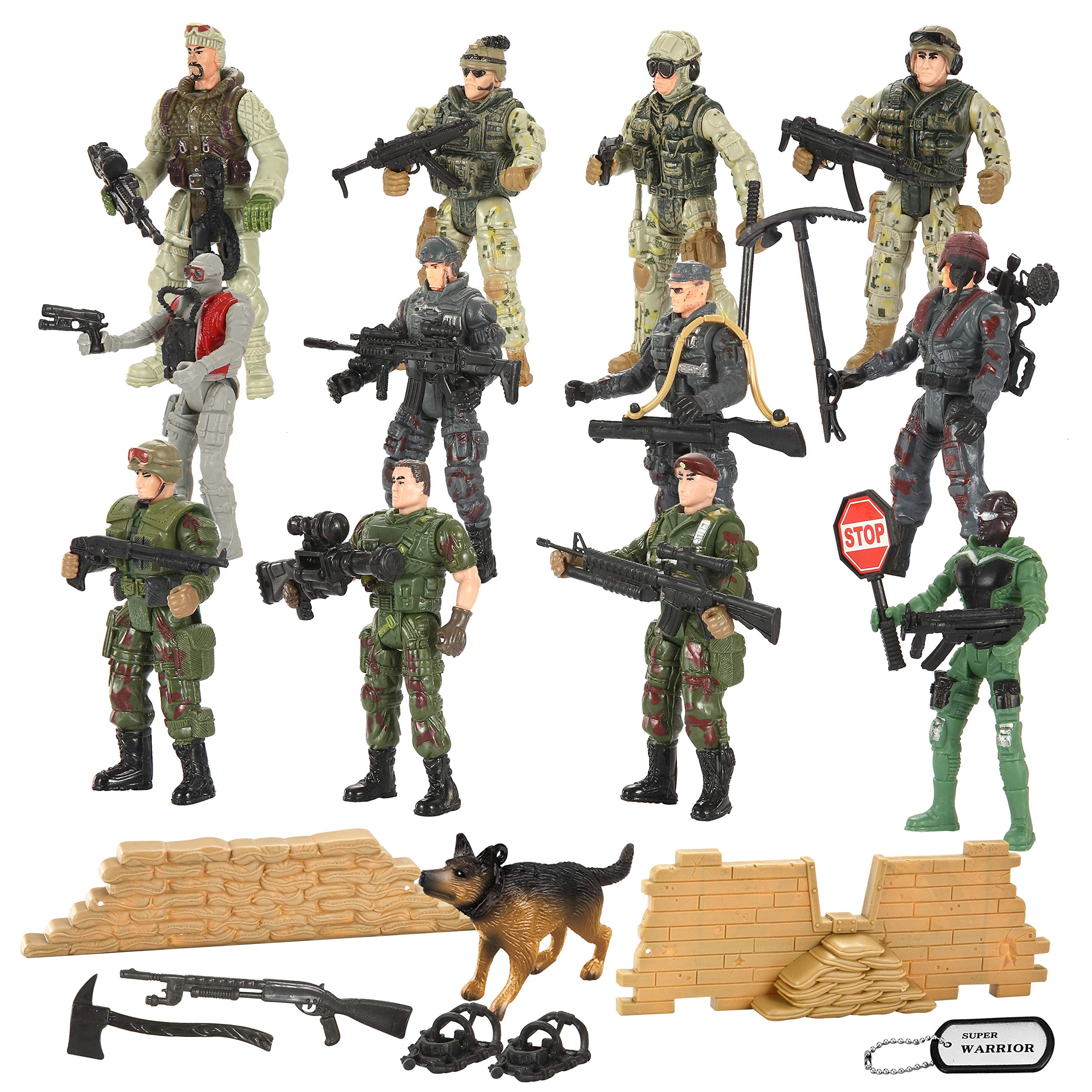 JOYIN 16 PCs Military Toy Soldiers Playset Army Men Figures with 12