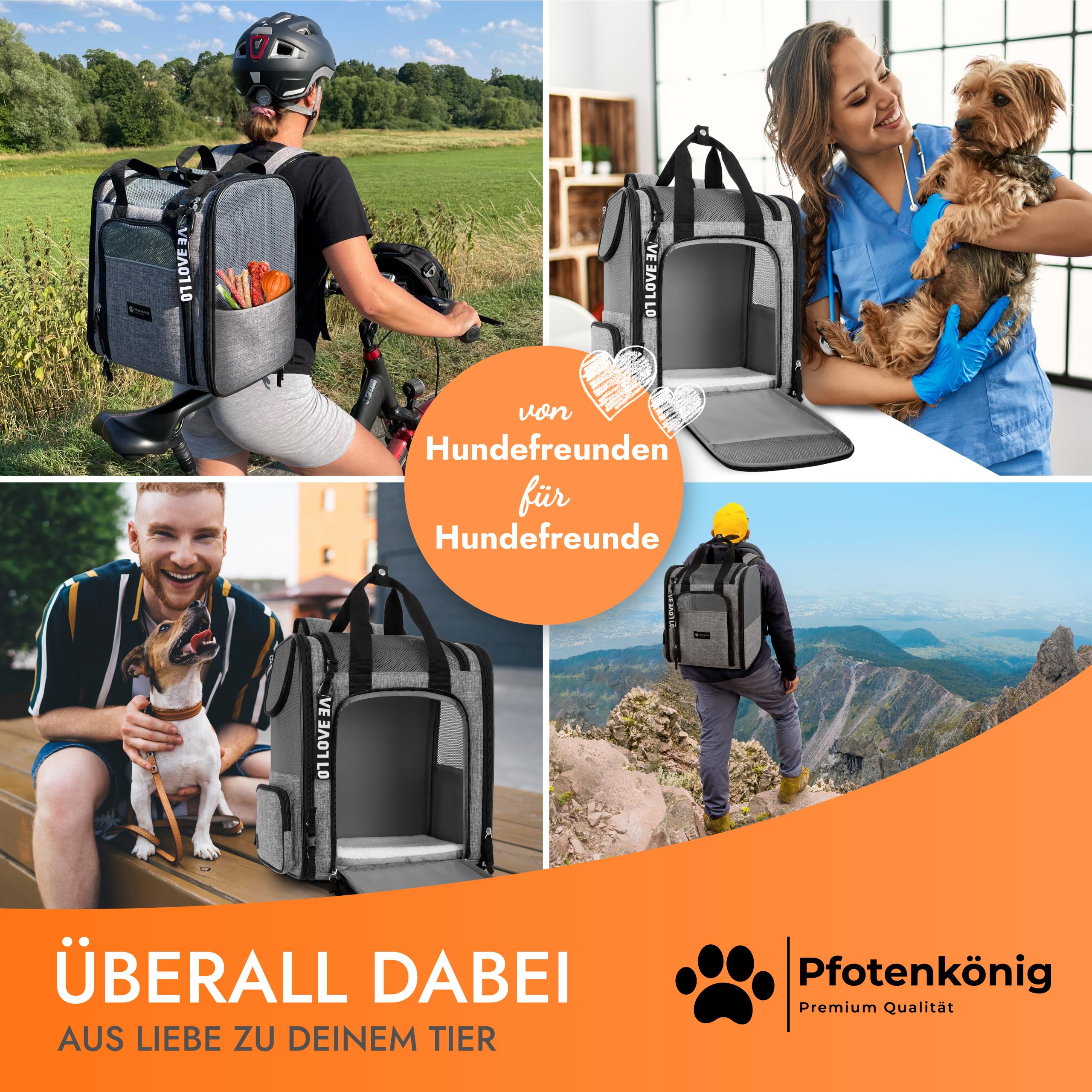 Hunderucksack - Premium [3in1] - bis 9kg - Katzenrucksack incl. Gurt - Rucksack für Hunde zum Wandern und Transport - Ideal als Wanderrucksack für Hunde nutzbar