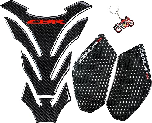 Aspecto de carbono real, almohadilla protectora, calcomanías de almohadilla de tanque, almohadilla de tracción lateral del tanque, adhesivo