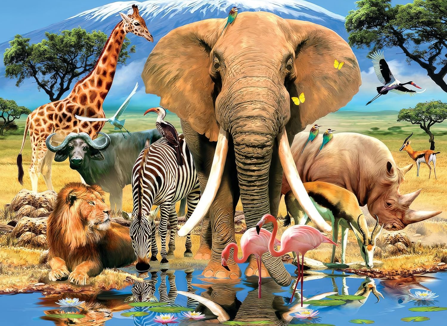 500 Piece Puzzles for Adults African Wildlife 20.5 x 15 Inch 500 Piece Jigsaw Puzzles for Adults Elephant Giraffe Lion Zebra Rhino Puzzles 500 Pieces Educational Challenge Puzzle