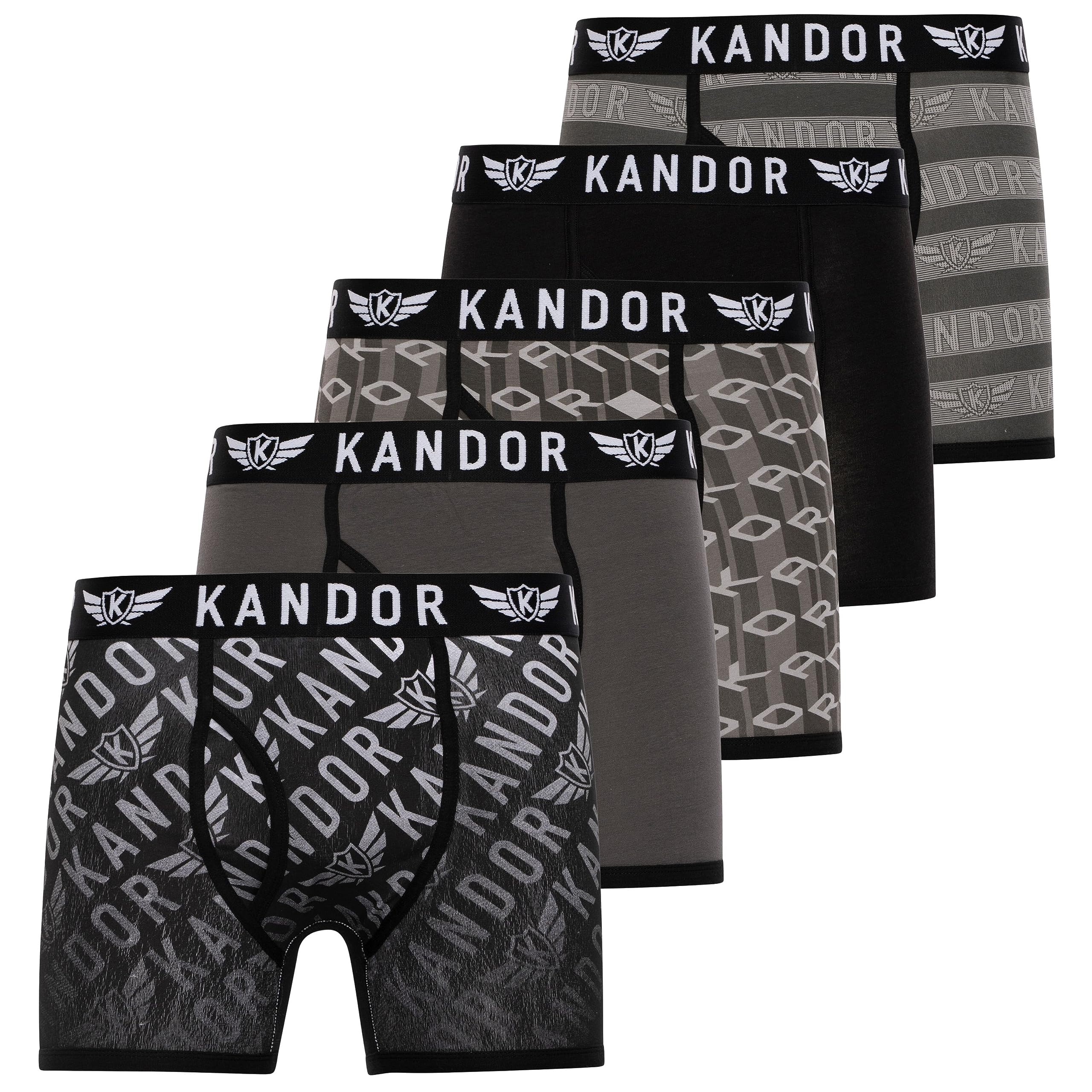 Kandor mens boxers – boxer shorts for men multipack of 5 comfortable stretch cotton men’s underwear trunks, colourful & black underpants, multi pack man briefs LINGO (M,LINGO Pack A)
