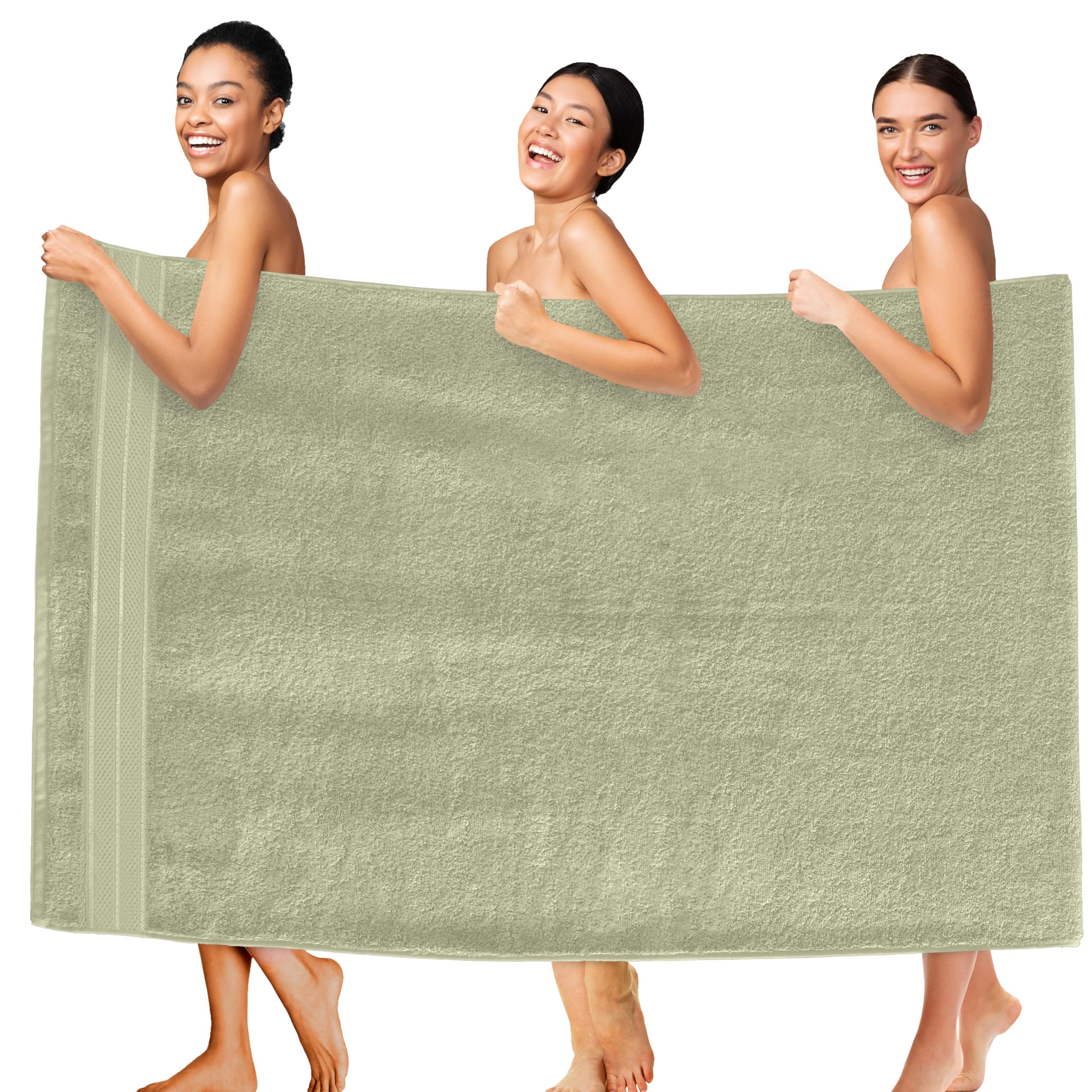 Elegant Comfort Three Line Popcorn Extra Large Luxury Bath Towel - 40" x 80" inch, Premium Hotel Spa Quality 1 Piece Oversized Bath Sheet 100% Turkish Cotton Super Soft Highly Absorbent, Jade Green
