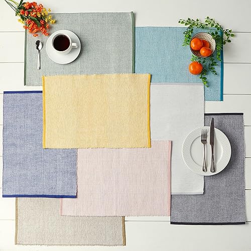 Miniatura 2 de DII Juego de manteles individuales ecológicos de la colección acanalada fina, 13 x 19 pulgadas, color piedra