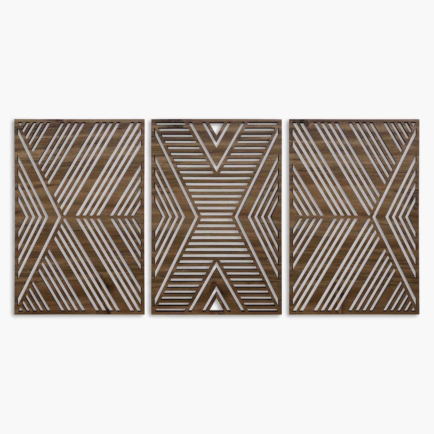Geometric patterns wood wall art decor, 3 piece wood wall decor, Extra large wooden wall art