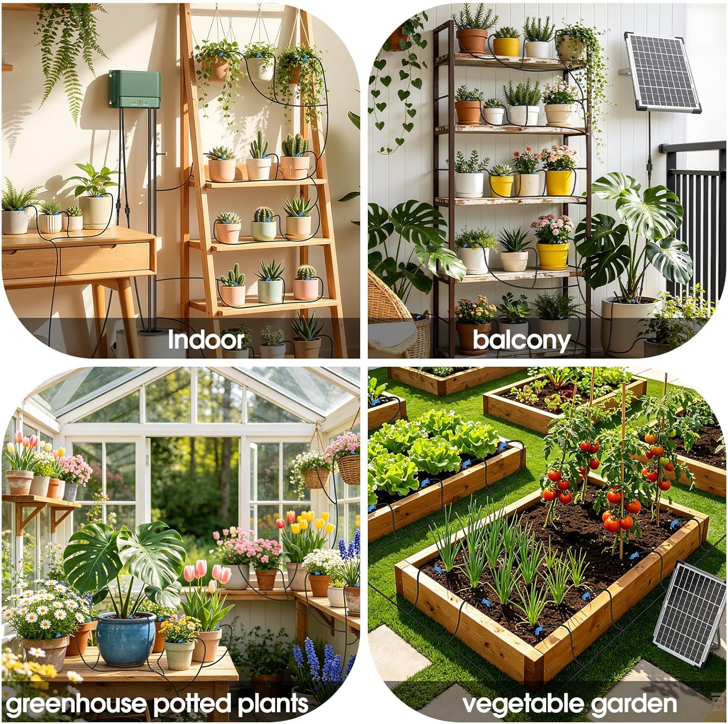 Solar Irrigation System 10W for Automatic Plants Watering, Summer Garden Drip Irrigation Kit for Solar Garden Drip Irrigation System,Supported Irrigation System Kit for Plant Bed,Green House thumbnail