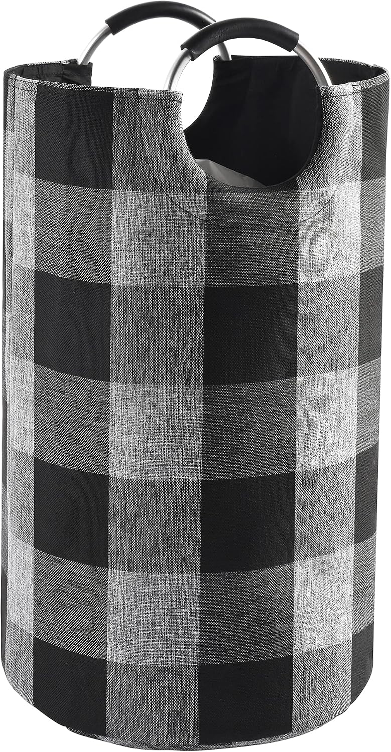 Haundry 82L Tall Collapsible Laundry Basket, Large Foldable Laundry Hamper with Handle - Black, Gray