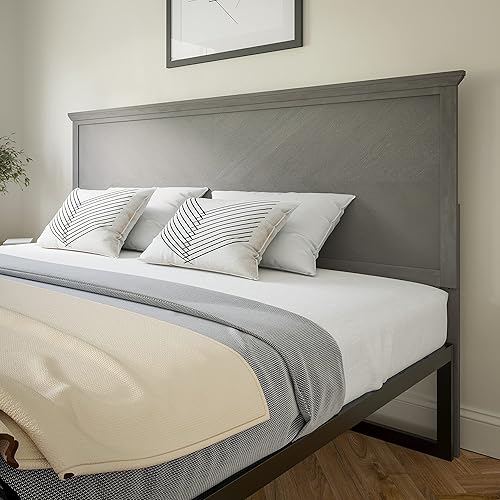 Miniatura 1 de Flash Furniture Fiona Herring - Cabecera ajustable de madera para marcos de cama universales de metal, tamaño King, color gris lavado