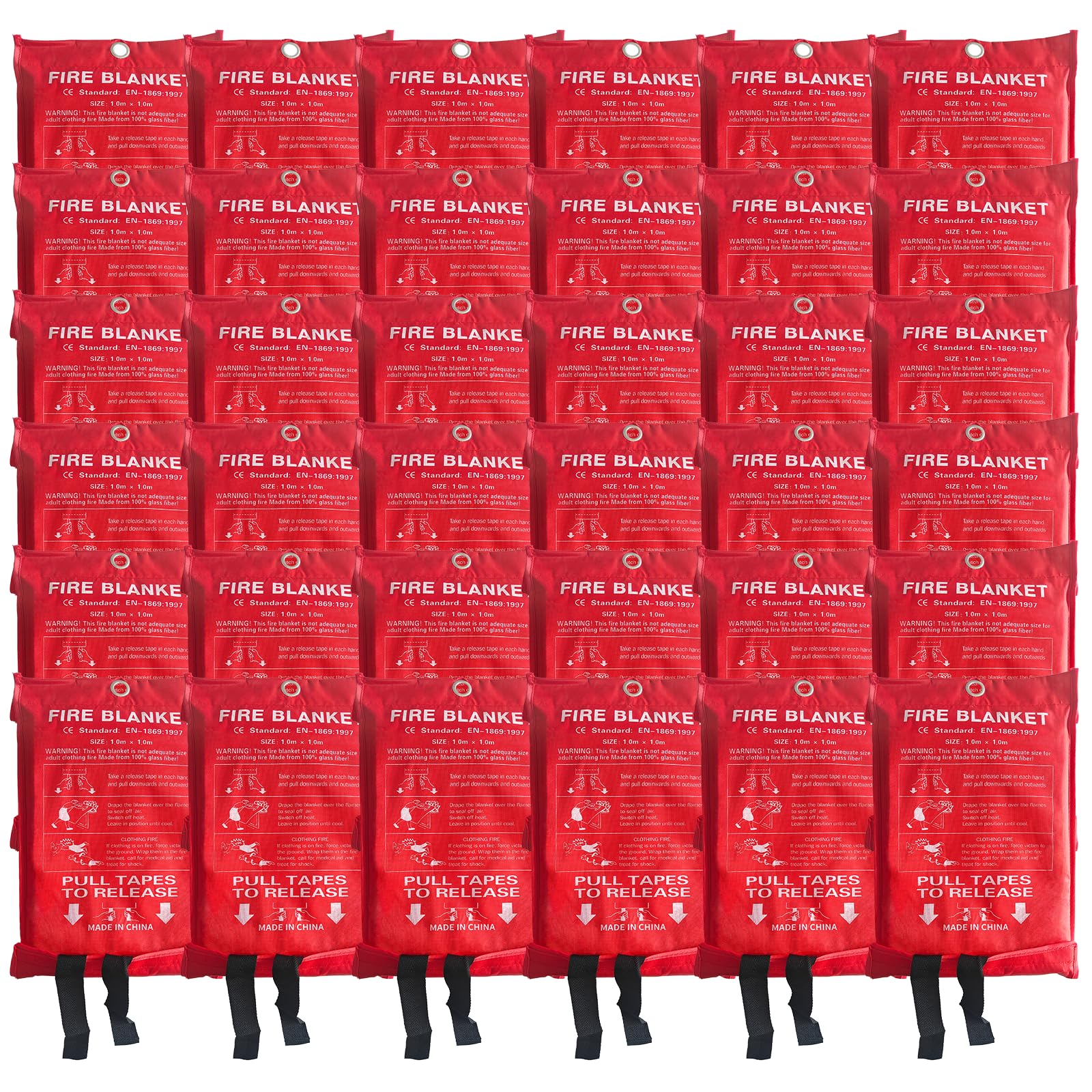 36 Packs Fire Blanket – 39.37x39.37 Inches, 1100℉ Heat Resistant, Emergency Fire Suppression Blanket for Kitchen, Home, Car, Camping – Easy to Use, Non-Toxic, Reusable, Compact &amp; Lightweight