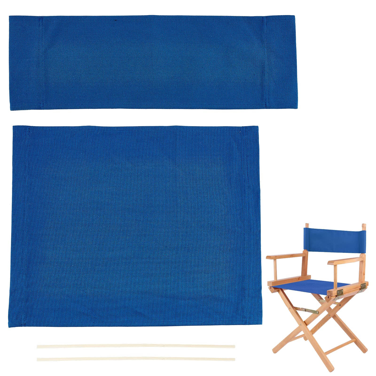AHANDMAKER 1 Set Chair Replacement Canvas, Blue Casual Directors Chair Cover Kit Replacement Canvas Seat and Back with Wood Stick for Director Makeup