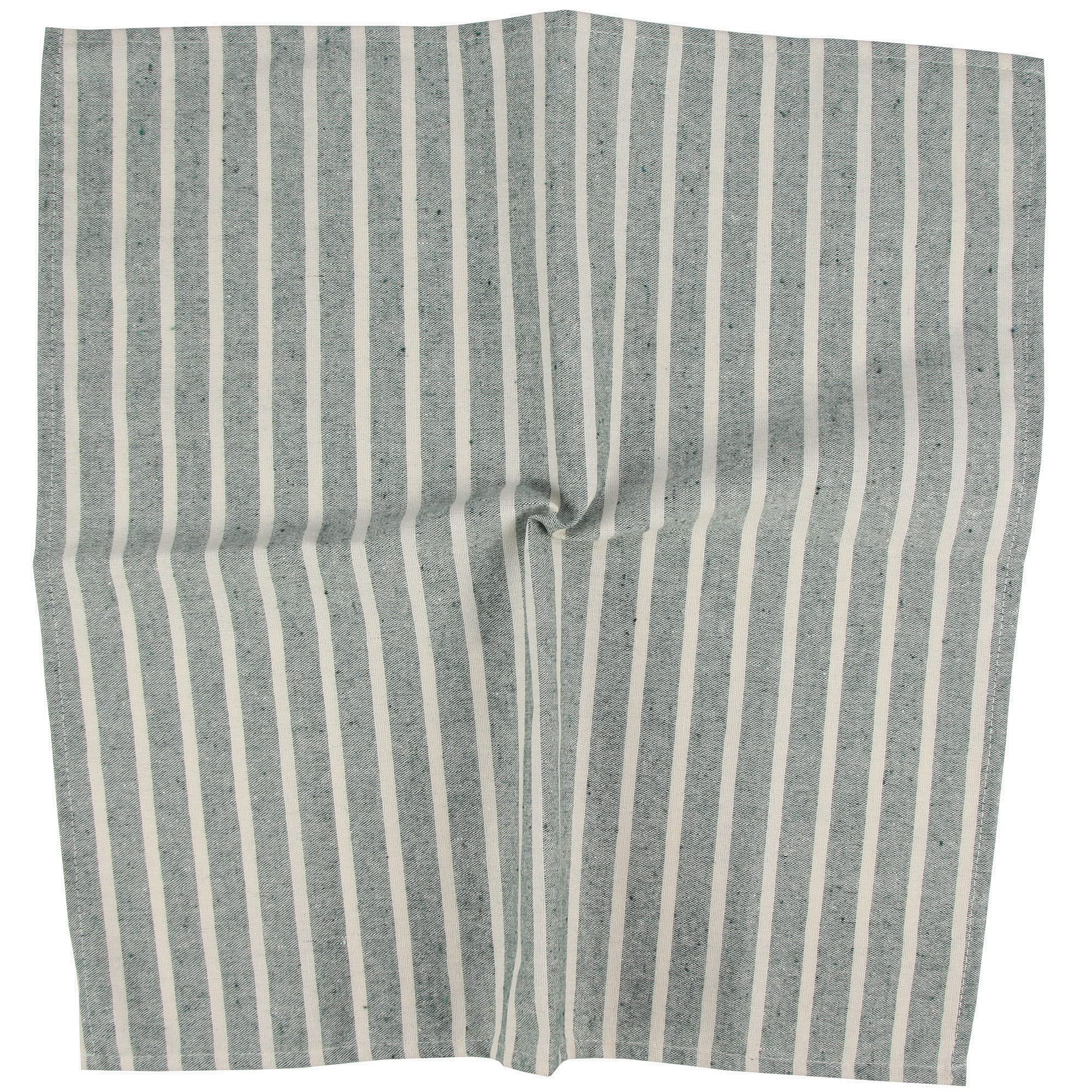 Lot de 12 Serviettes de Table Larges en Coton mélangé à Rayures pour fêtes de Noël, événements et Usage Domestique Vert 43,2 x 43,2 cm