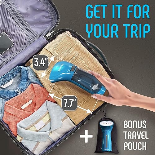 Miniatura 3 de POLARDO Vaporizador de ropa, tamaño de viaje, artículos esenciales de vacaciones, vaporizador portátil de mano, pequeño vaporizador de mano para