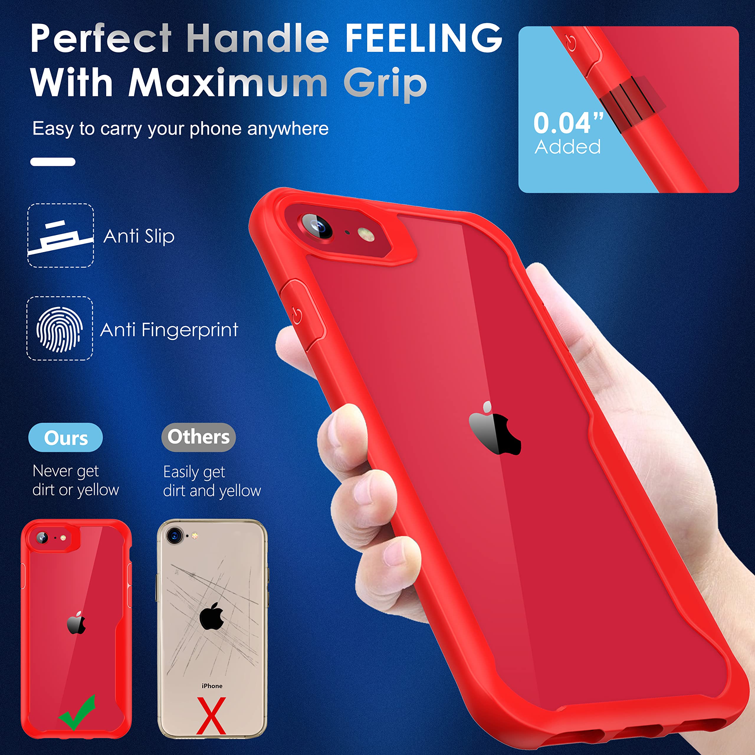 Regsun Custodia IPhone SE 2022/2020 Con Protezione Schermo Integrata - Antiurto 3 Strati, Rigida, Per IPhone SE 2a/3a Gen