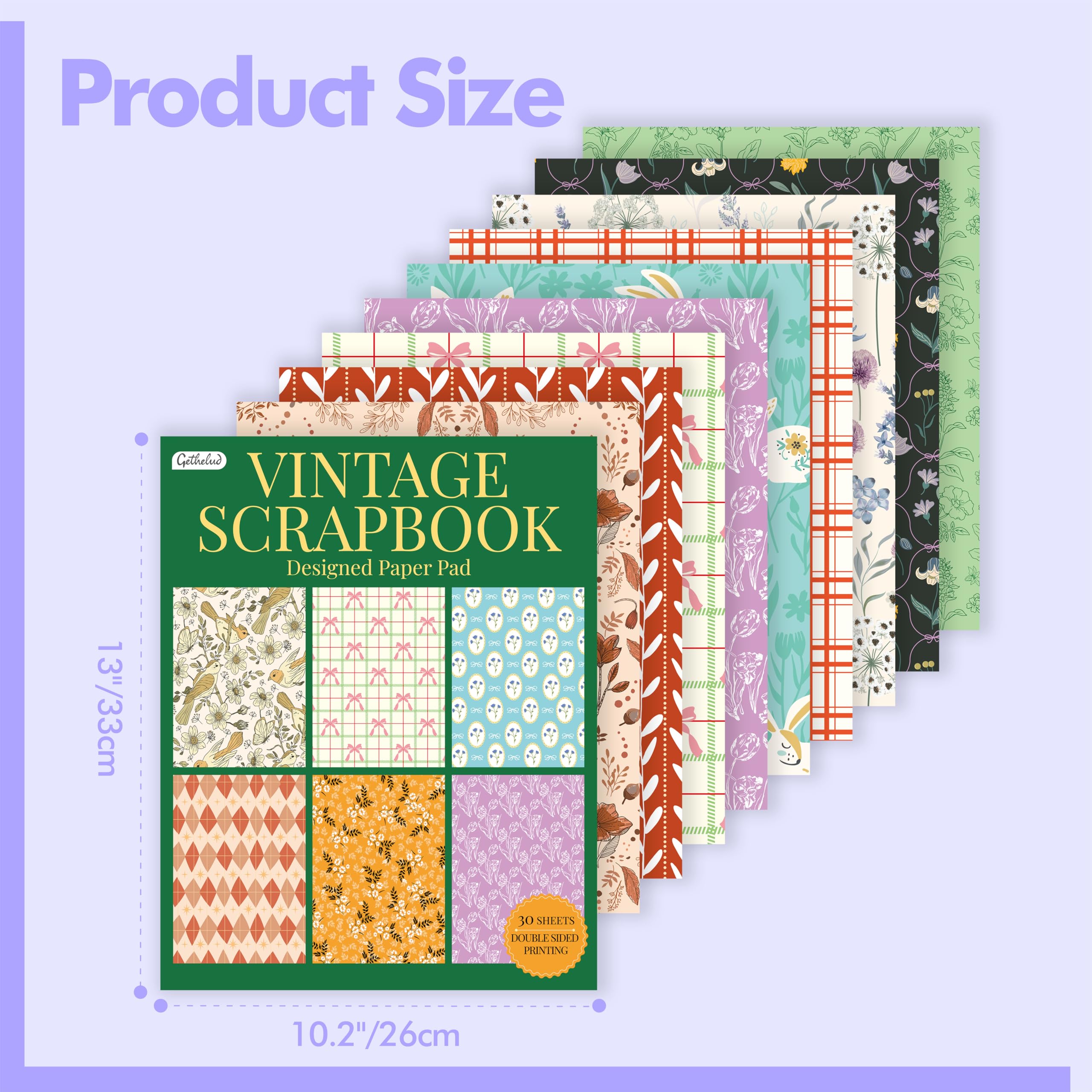 Vintage Scrapbook Paper Pad - 30 Sheets -2