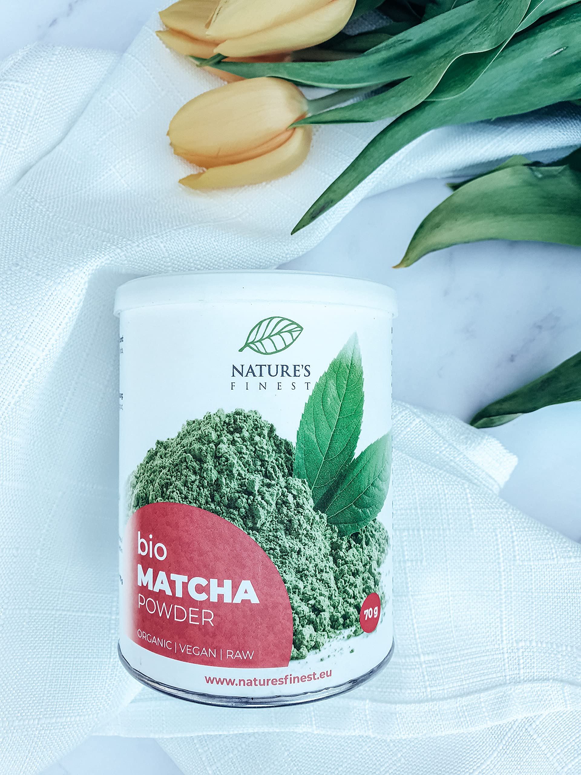 Nature's Finest Matcha Bio in Polvere, Tè Solubile 350 g (5x70 g) | Tè verde matcha bio macinato a pietra - 100% puro, vegan, senza additivi - per matcha latte, tè, dolci e frullati