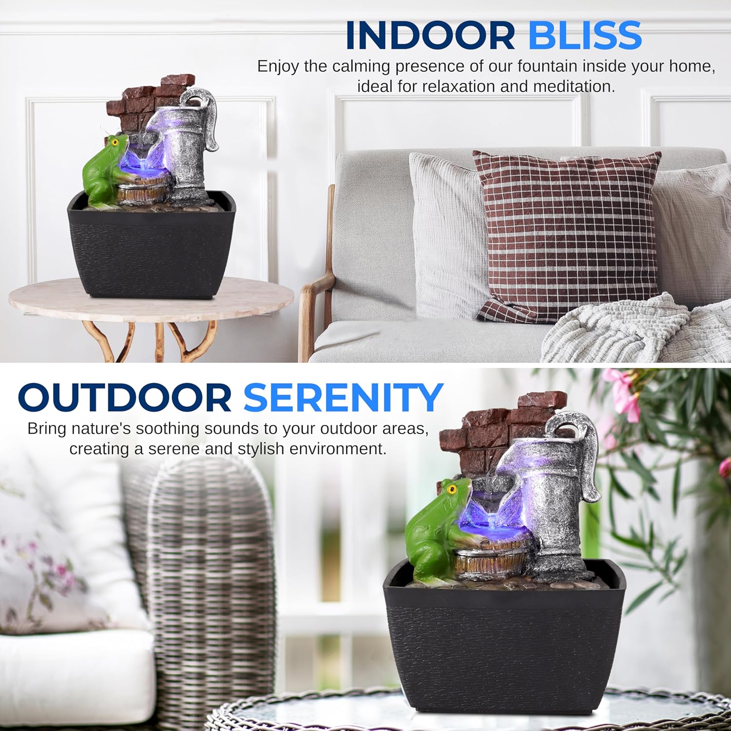 SereneLife Tabletop Water Fountain, Home Decor Soothing Sound Machine with Automatic Pump, Zen Relaxing Decor for Meditation, Perfect Holiday Thanksgiving Christmas Gift, 6.7" Tall