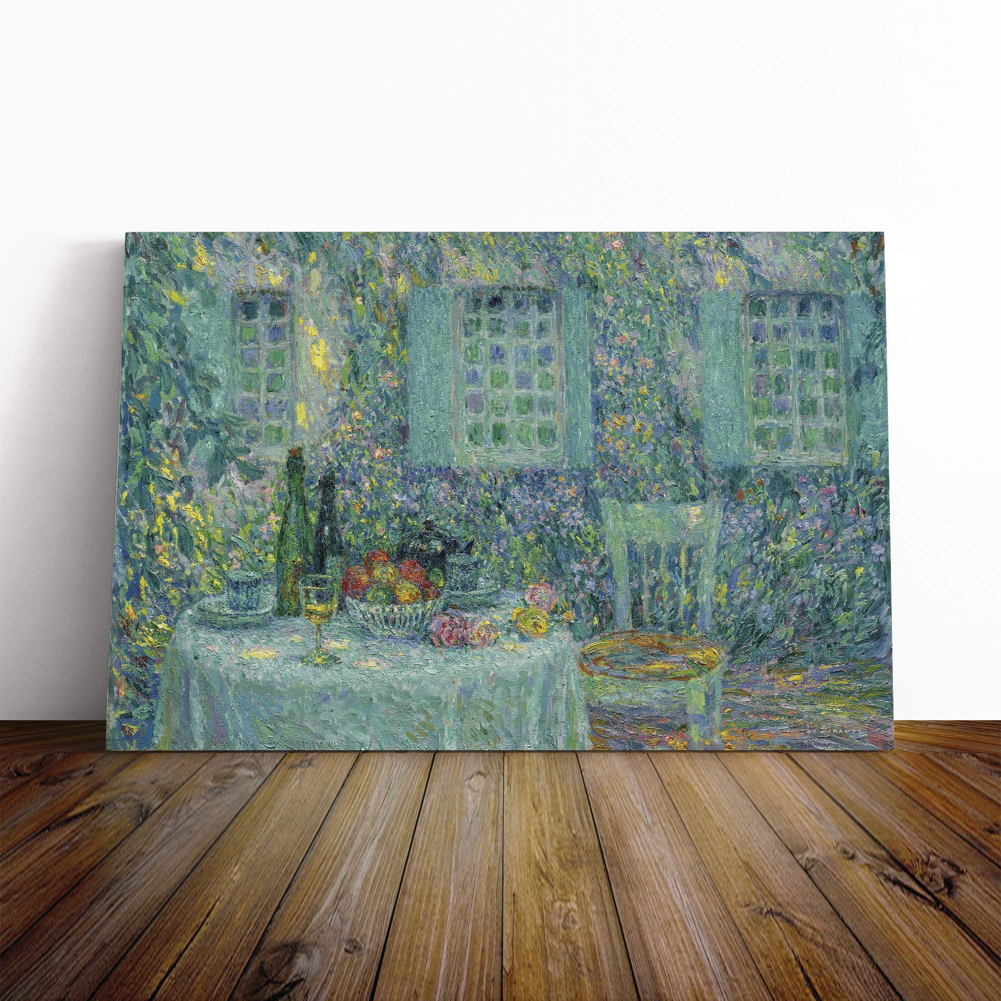 Henri Le Sidaner Al Fresco Canvas Print | Gallery Wrapped 30mm Frame Wall Art | 24x16 inches | Ready to Hang | Modern Picture | Living Room Bedroom Lounge Office
