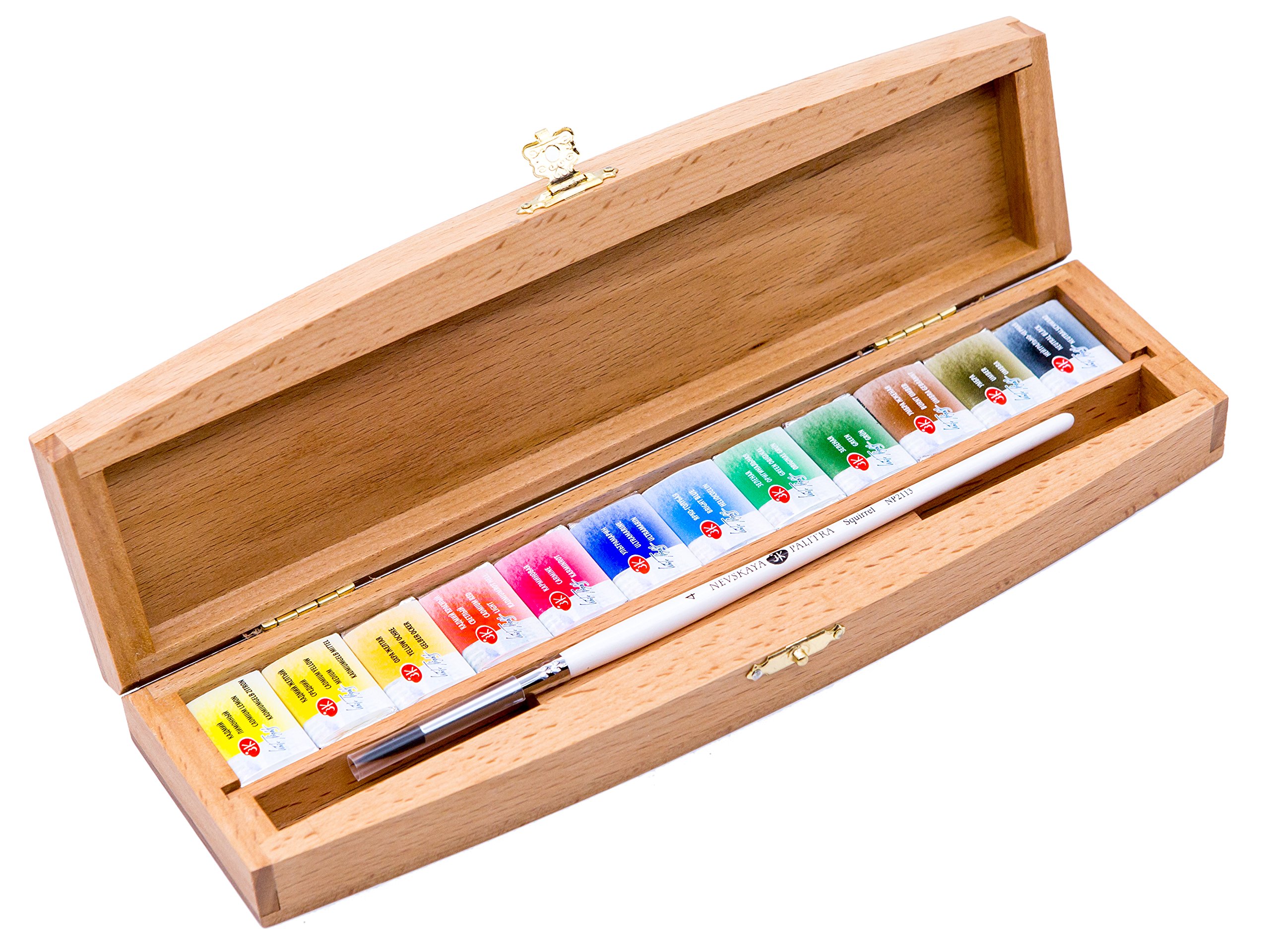 White Nights 80105 - Aquarellfarbe, 12-er Holzkasten, intensive Leuchtkraft und hohe Lichtbeständigkeit