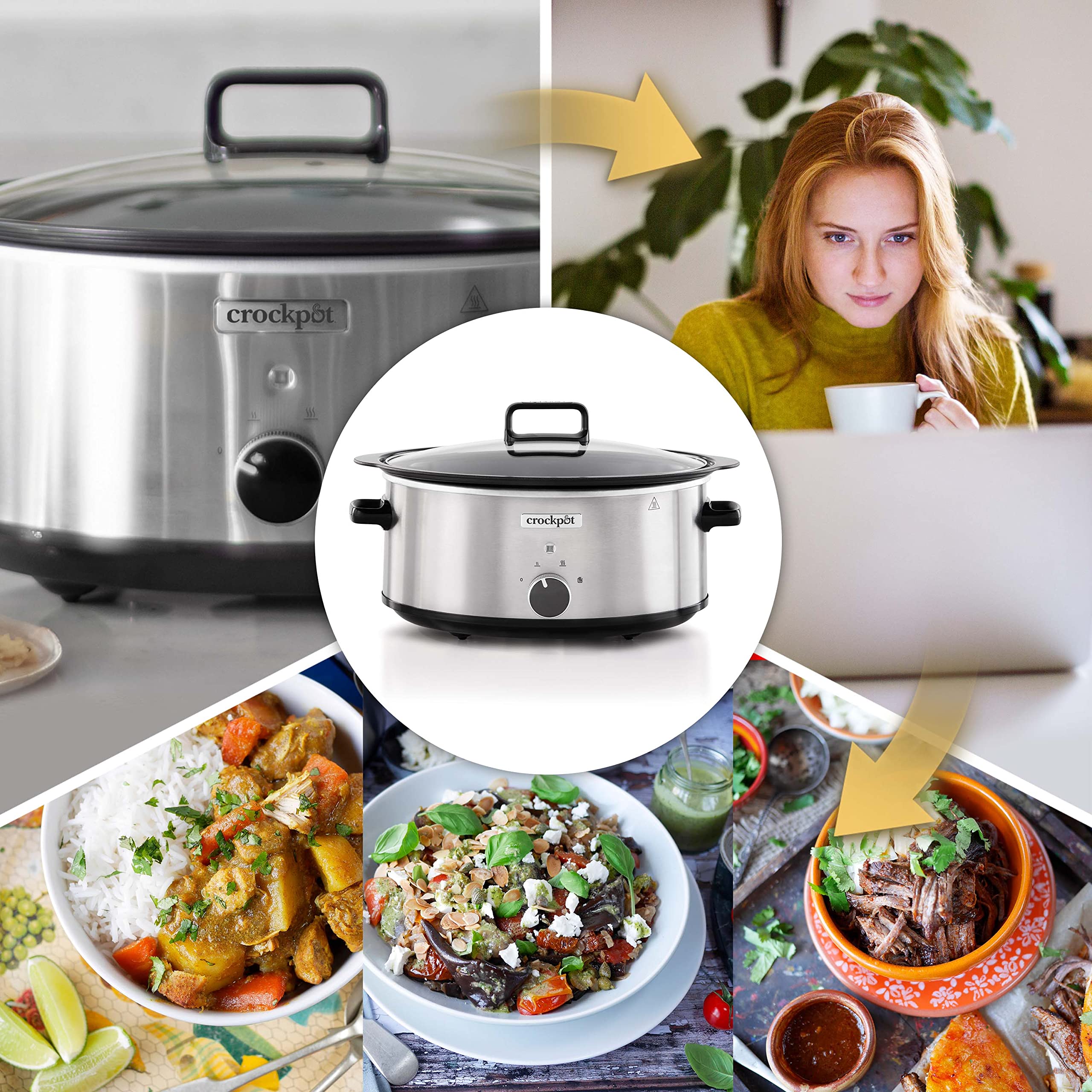 Crock-Pot Olla de cocción lenta Acero Inoxidable 6,5 L