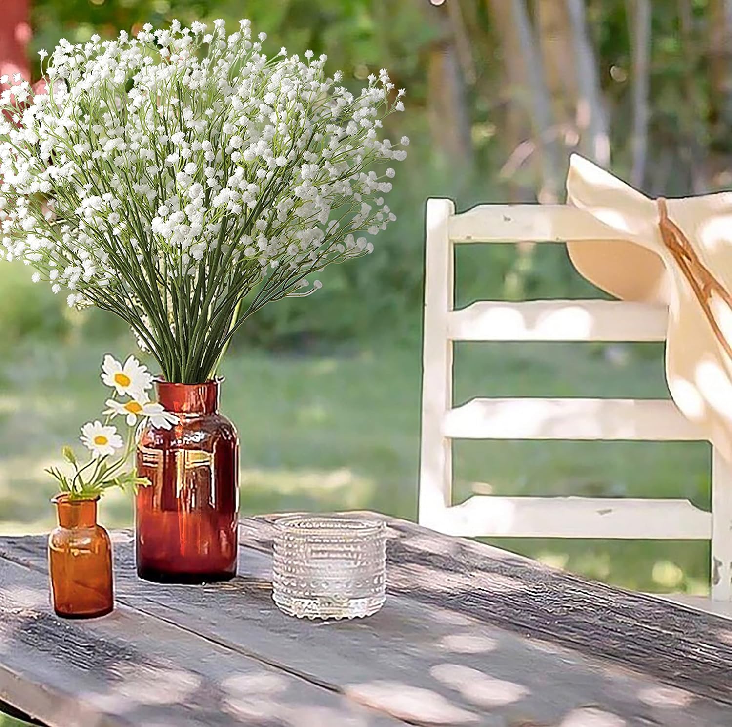 10 Pack Baby's Breath Artificial Flowers Bulk 3 Branches Faux Baby Breath Plastic Flowers Fake Gypsophila Flower Arrangement for Crafts Fake Flowers Bouquet for Wedding Home Decor White Baby Breath image 4