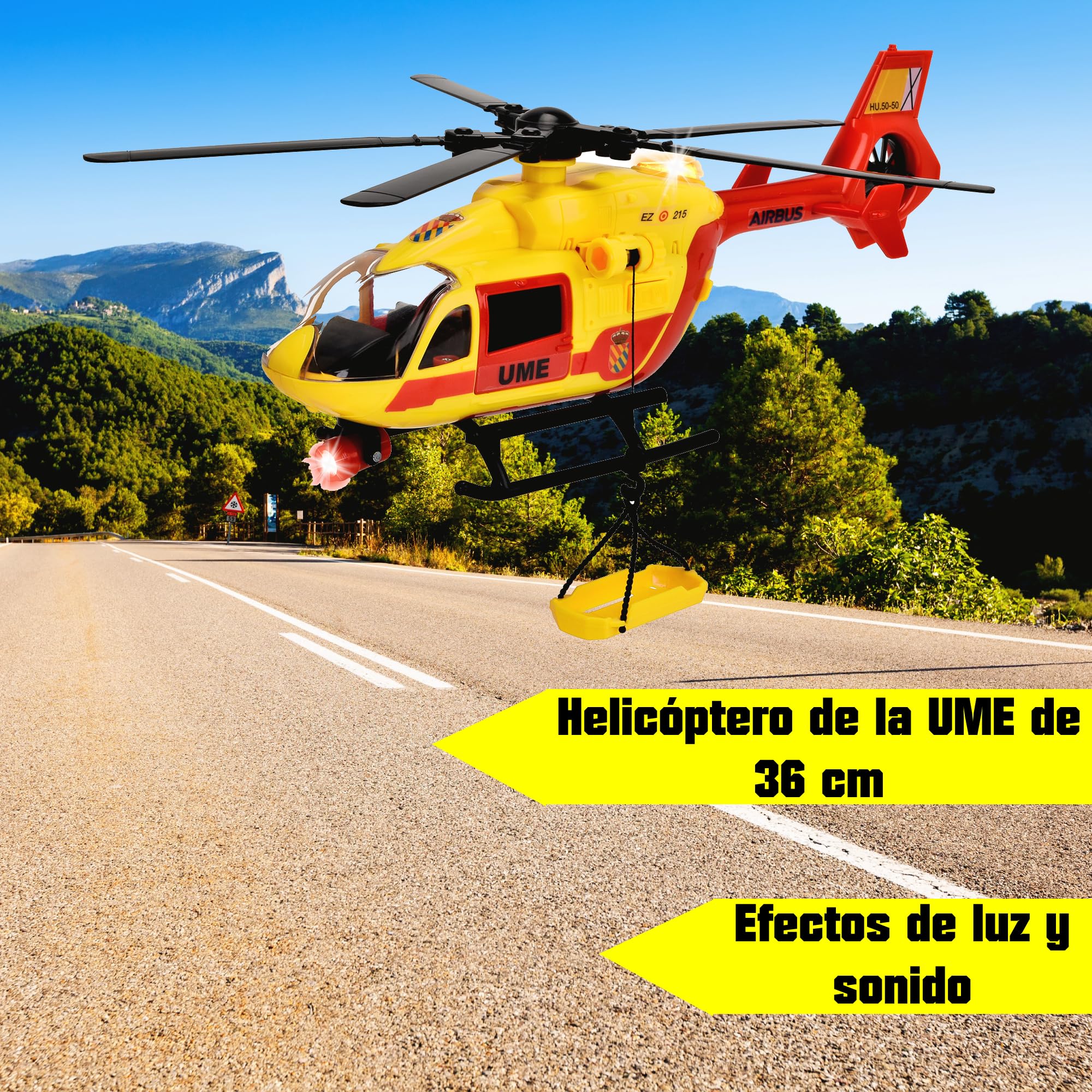 Dickie Toys - Helicóptero Rescate de la UME 36cm, Helicóptero de Juguete, Hélice a Cuerda, Luz y Sonido, Camilla, Juguete Niños Niñas a Partir de 3 Años (203716024SI5)