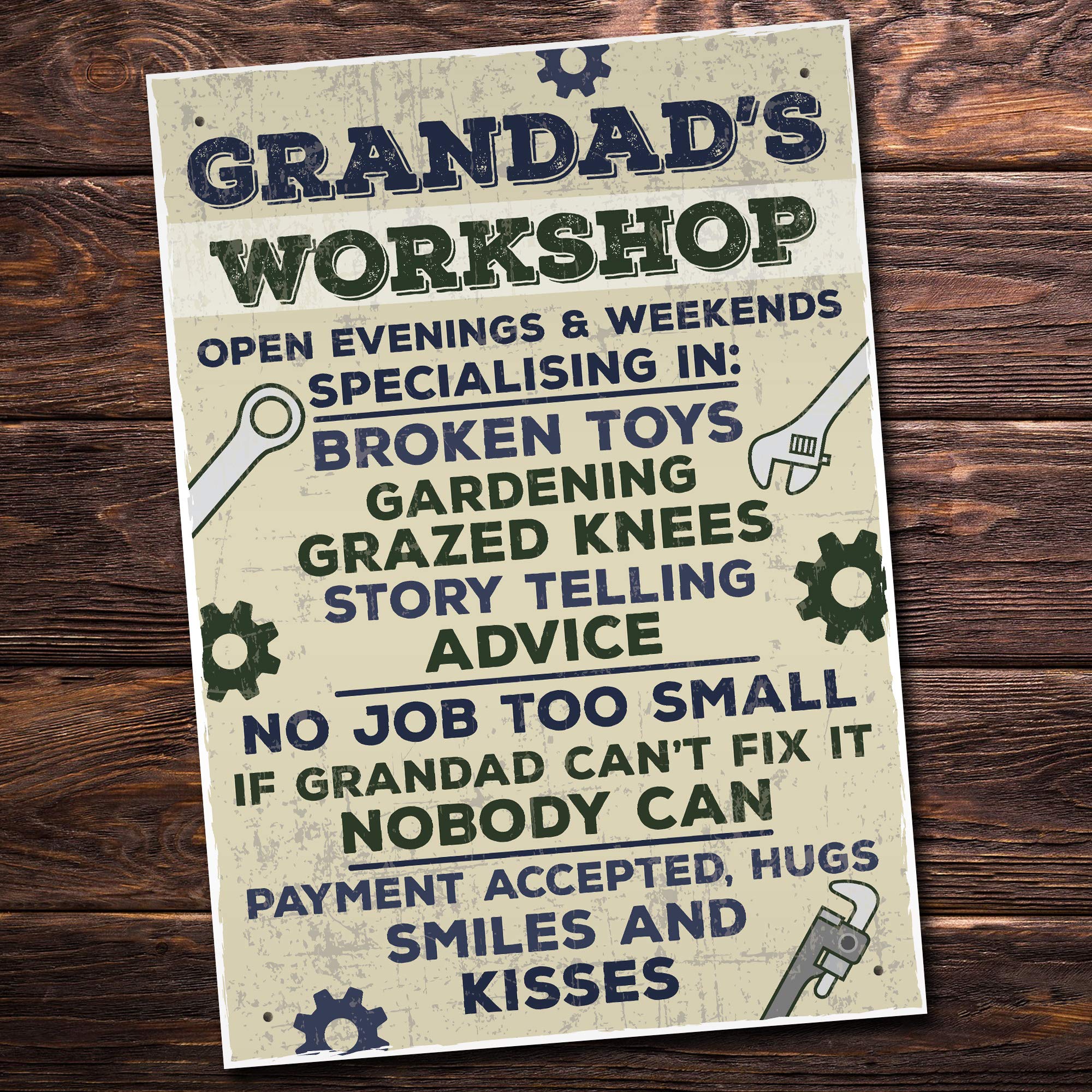 Red Ocean Men's Grandad's Workshop Hanging Wall Plaque Man Cave Den Shed Door Sign Gifts For Him