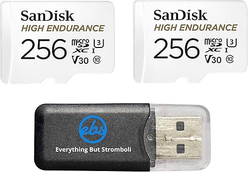 SanDisk Tarjeta de memoria MicroSDXC de 256 GB de alta resistencia (paquete de 2) para cámaras de tablero y cámaras de video del sistema de