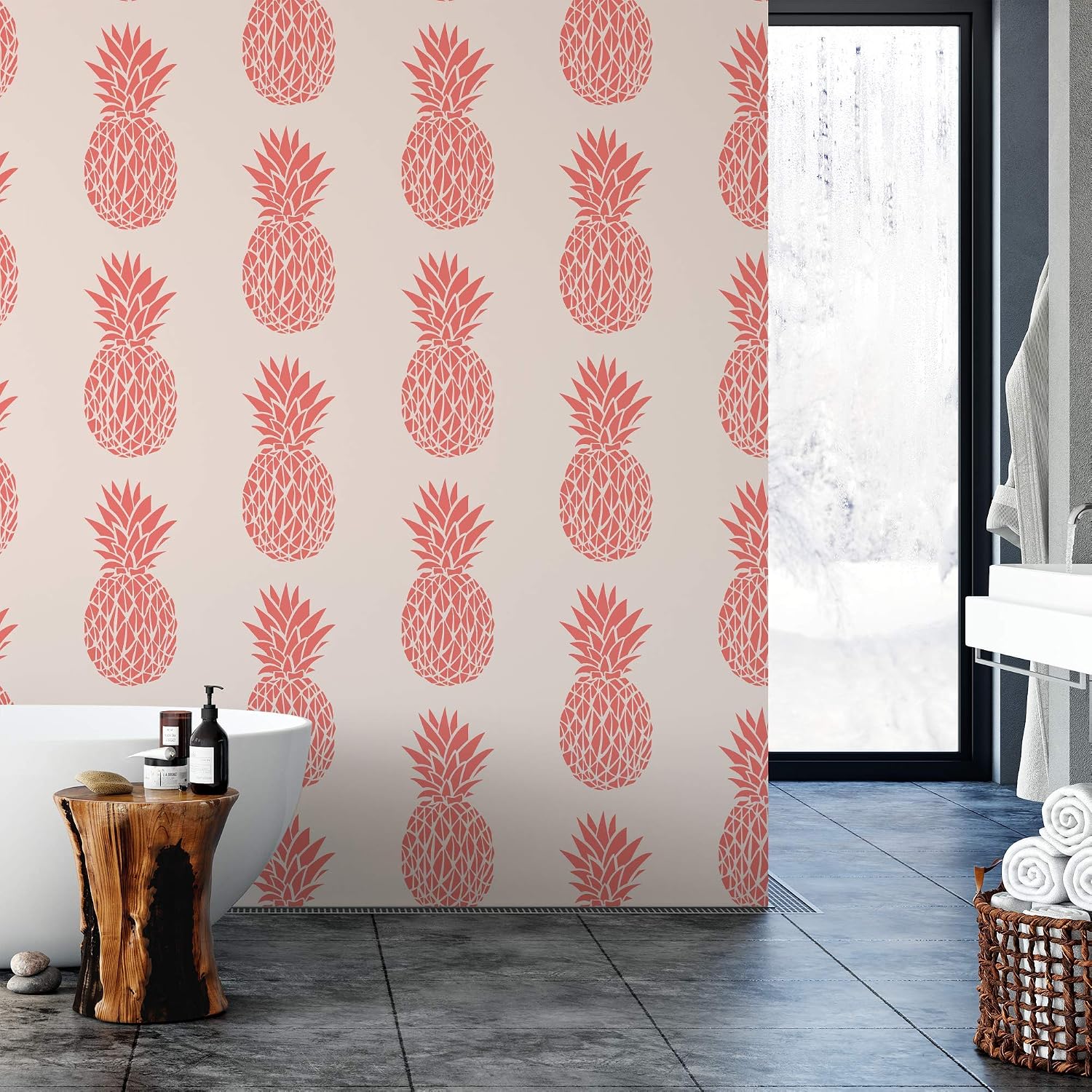 Pineapple Pattern Wall Stencil - Wall Stencil, Pattern Stencil, Stencil Wall Ideas, Kitchen Stencils - Create Your Own Space