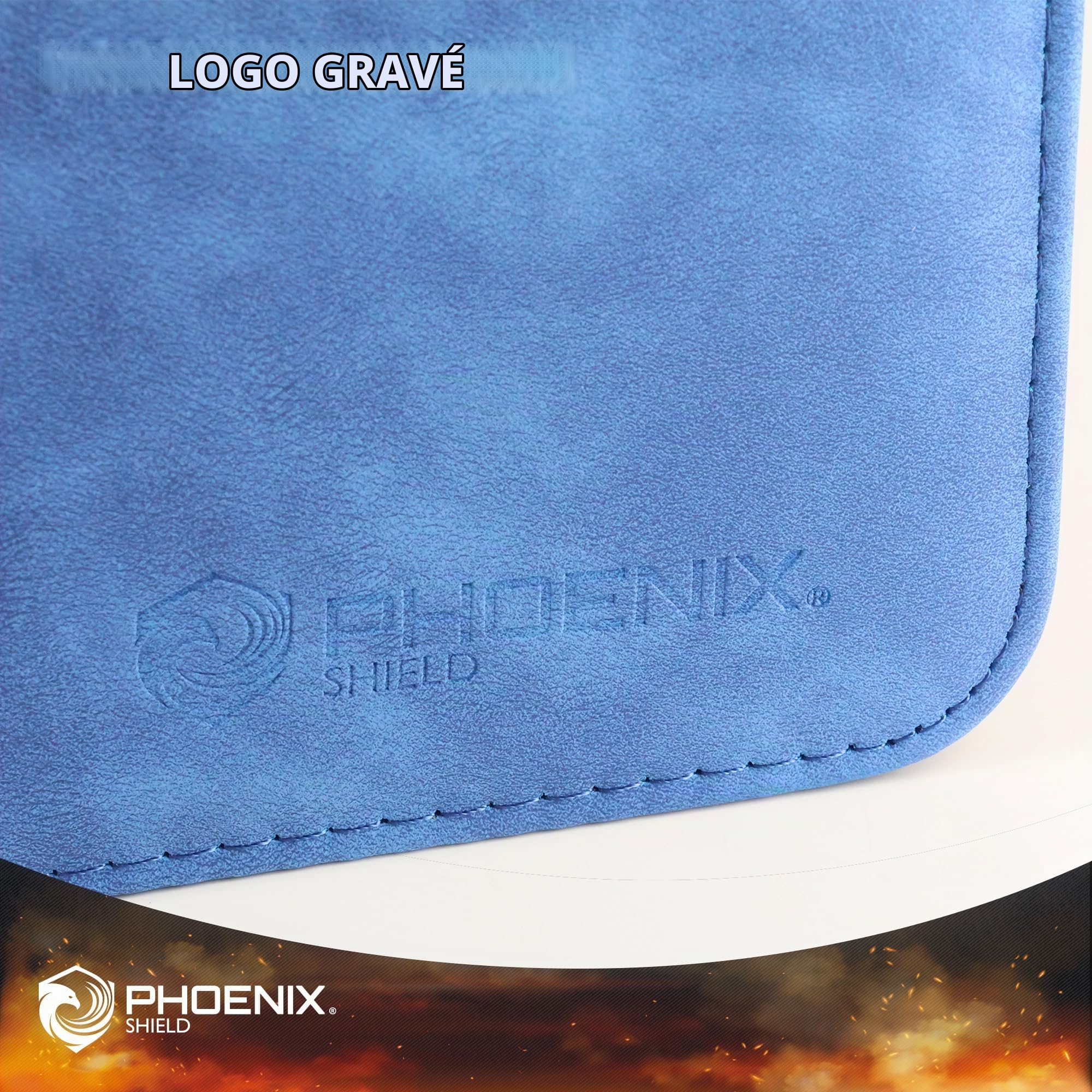 Phoenix Shield 69109 – Album Bleu effet cuir 9 pochettes pour cartes en toploader (360 cartes) – Classeur rigide à fermeture éclair avec ouverture latérale