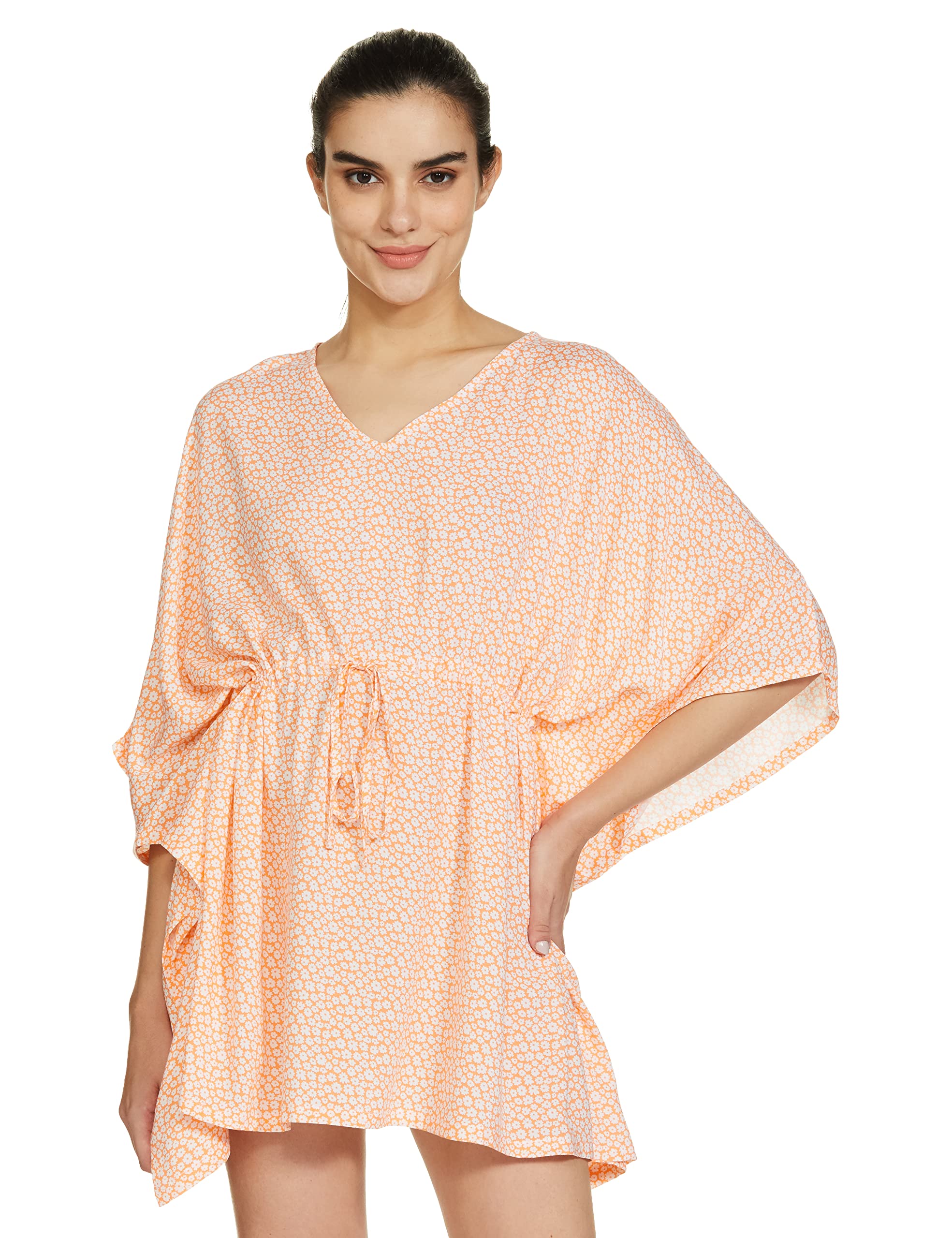 Amazon Brand - Eden & Ivy Women's Casual Loose Rayon Knee Length Kaftan Nighty