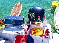Vista 7 de Docktail Butler - Organizador de mesa para barco, incluye soporte para caña, mesa portátil para barco y barra de barco, mesas marinas para barcos