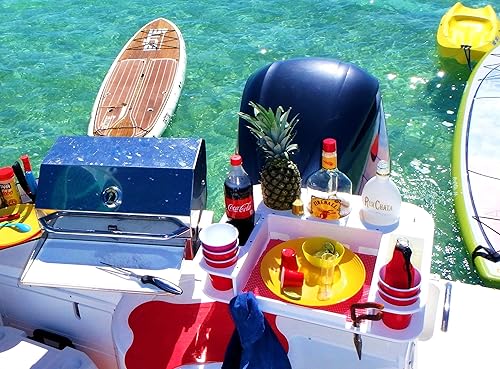 Miniatura 7 de Docktail Butler - Organizador de mesa para barco, incluye soporte para caña, mesa portátil para barco y barra de barco, mesas marinas para barcos