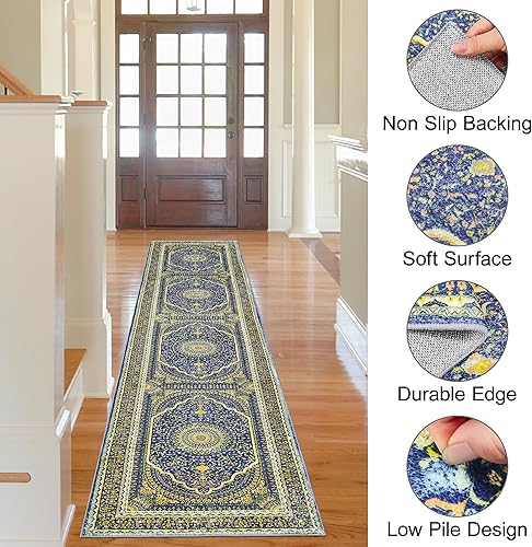 Miniatura 3 de RUGxDJ Alfombra de pasillo de 2 x 8 pulgadas, lavable, alfombra oriental para entrada, alfombra bohemia para pasillo de 8 pies, antideslizante,