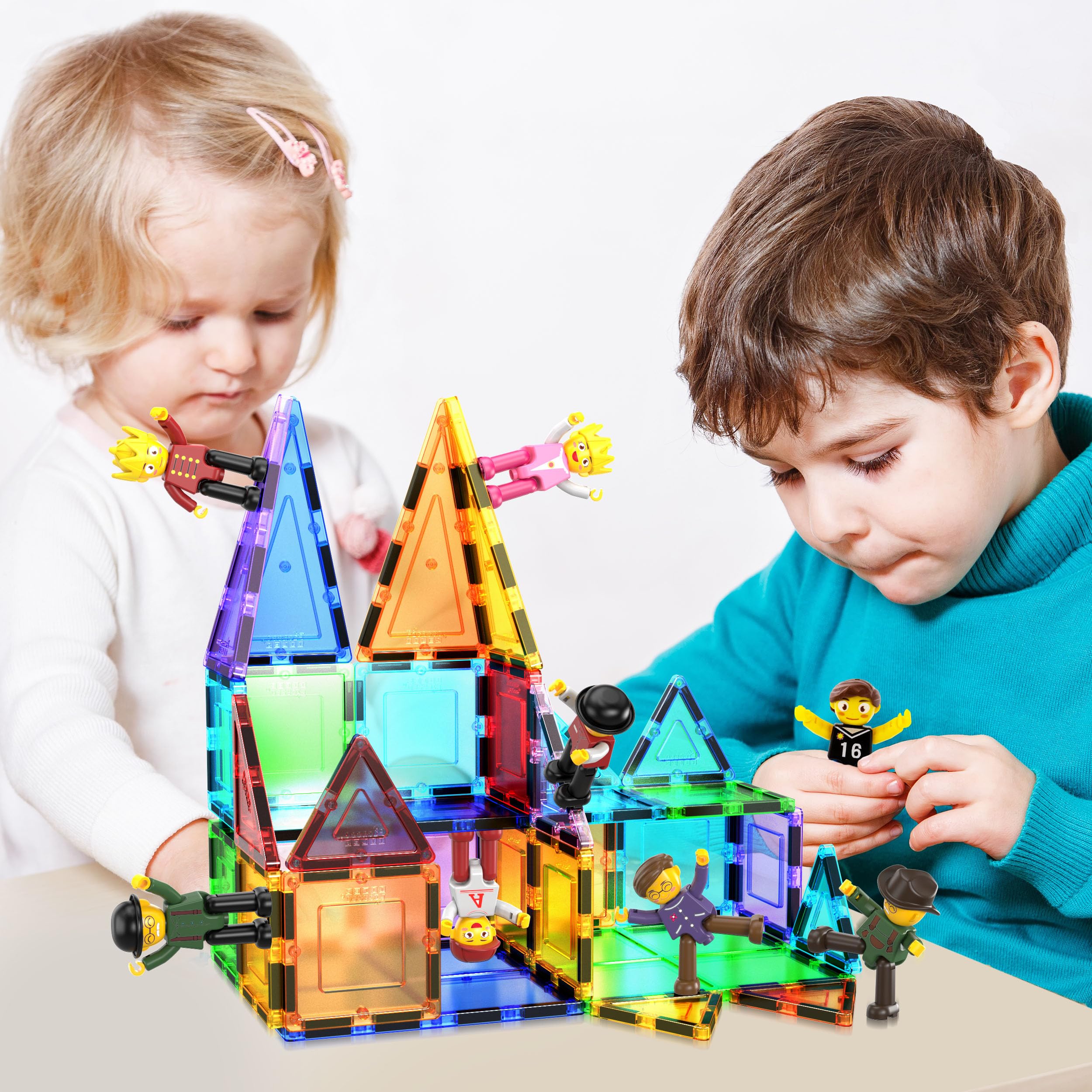PicassoTiles Magnetic 8 Piece Character Action Figures Toddler Toy Set Magnet Expansion Variety Pack Educational Add-on STEM Learning Kit Pretend Playset for Construction Building Block Tiles PTA03