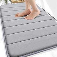 OLANLY Grey Memory Foam Bath Mat 30x20 - Super Soft Absorbent Quick Dry Non-Slip Bathroom Rug Machine Washable