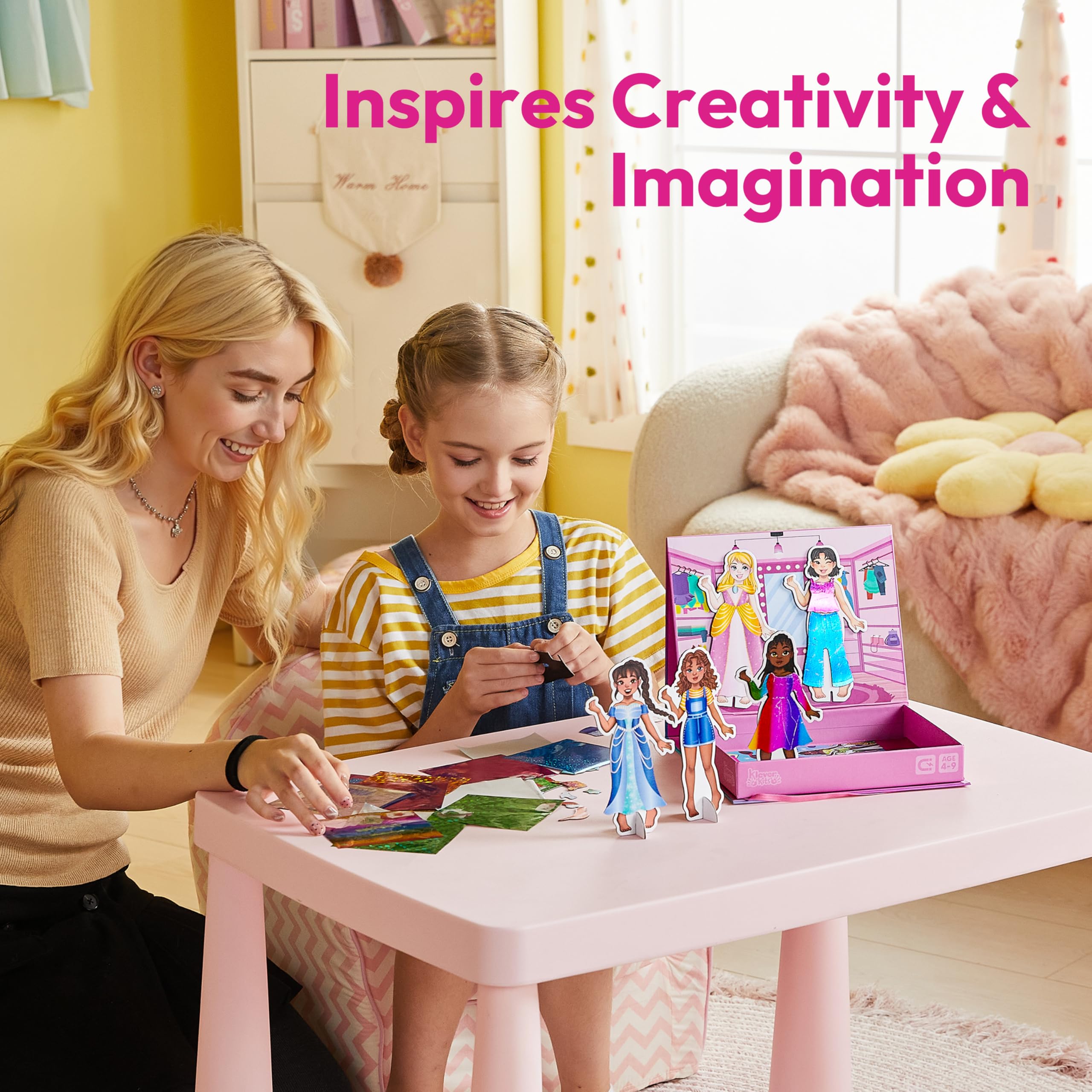 Klever Kits Muñecas magnéticas de vestir para niñas a partir de 4 años, juego de estilo de lujo con 5 muñecas de princesa, más de 60 trajes magnéticos y accesorios de aluminio, libro de actividades